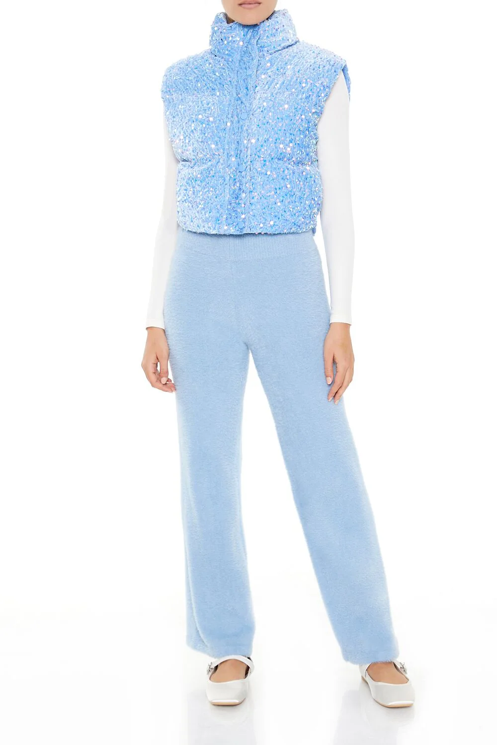 Iridescent Sequin Faux Fur Vest - Image 7