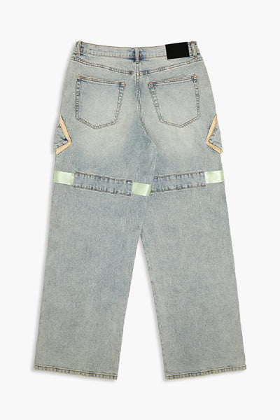 Reflective Striped Baggy Cargo Jeans - Image 2