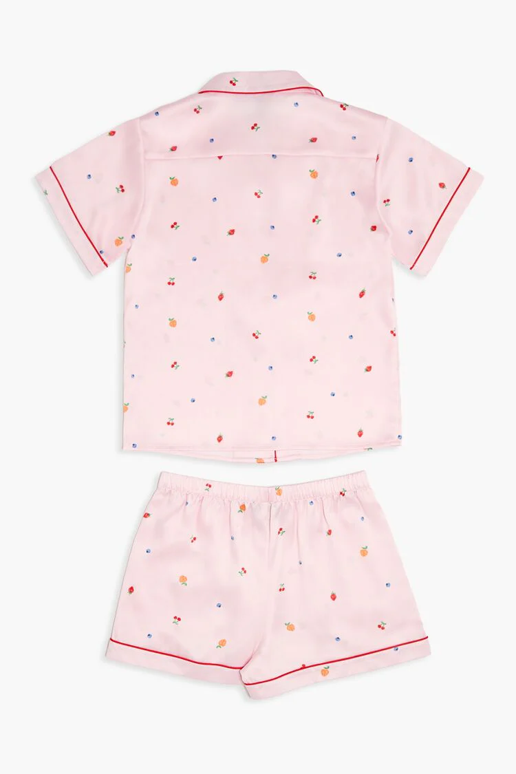 Girls Fruit Shirt & Shorts Pajama Set (Kids) - Image 2
