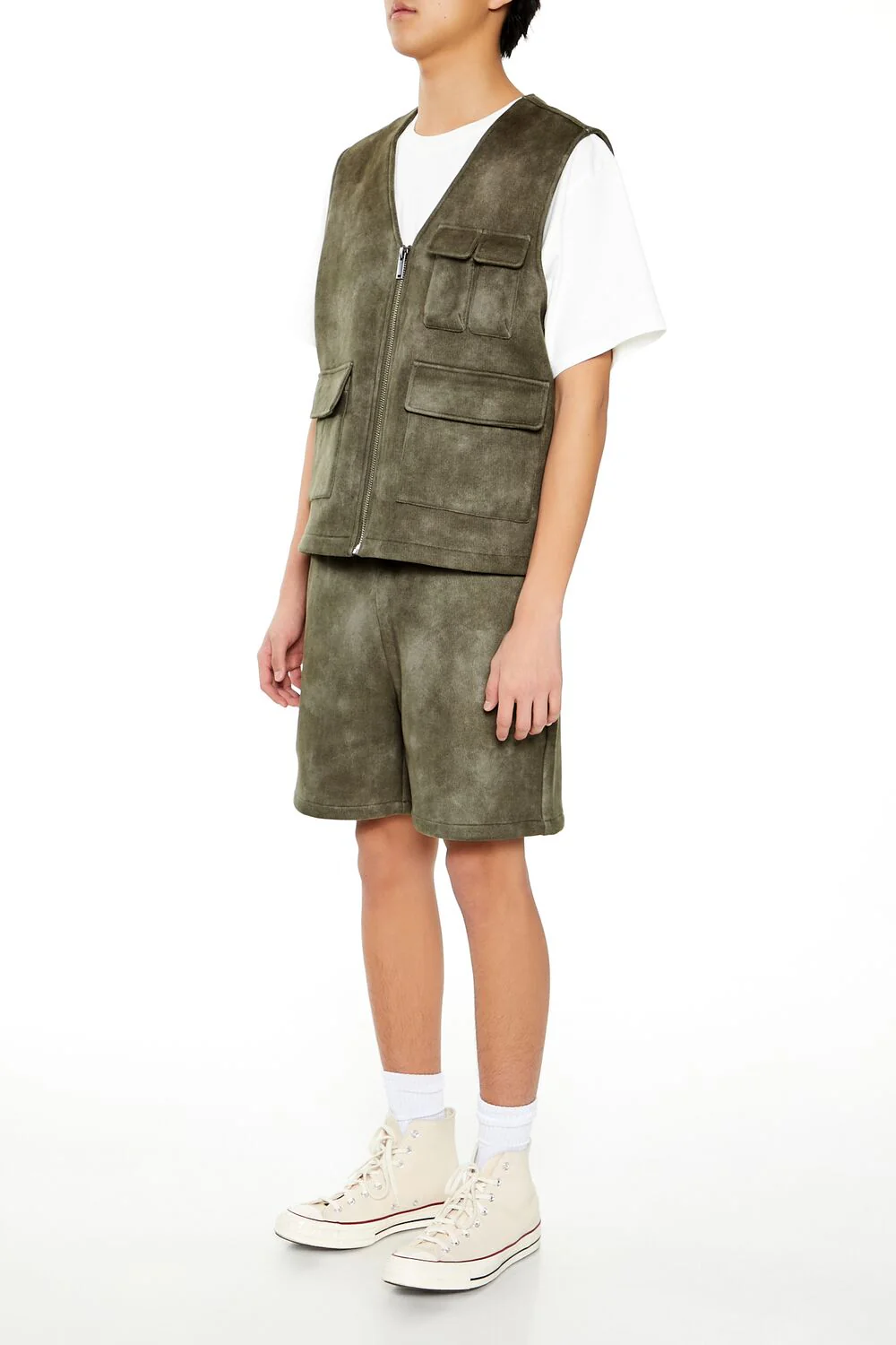 Oil Wash Faux Suede Shorts - Image 3