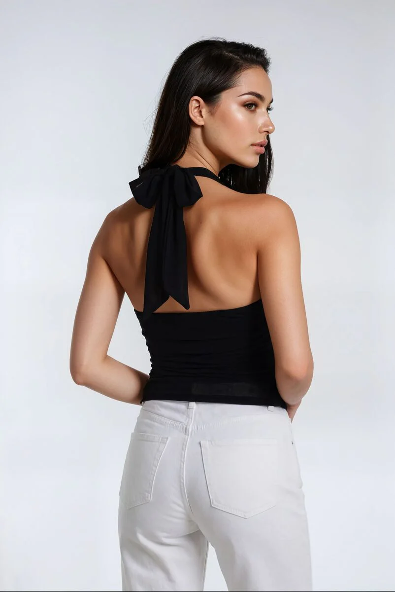 Mesh Sweetheart Cropped Halter Top - Image 2