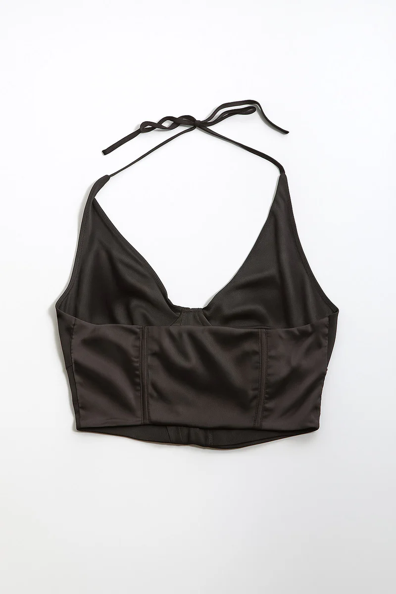 Satin Halter Corset Crop Top - Image 3