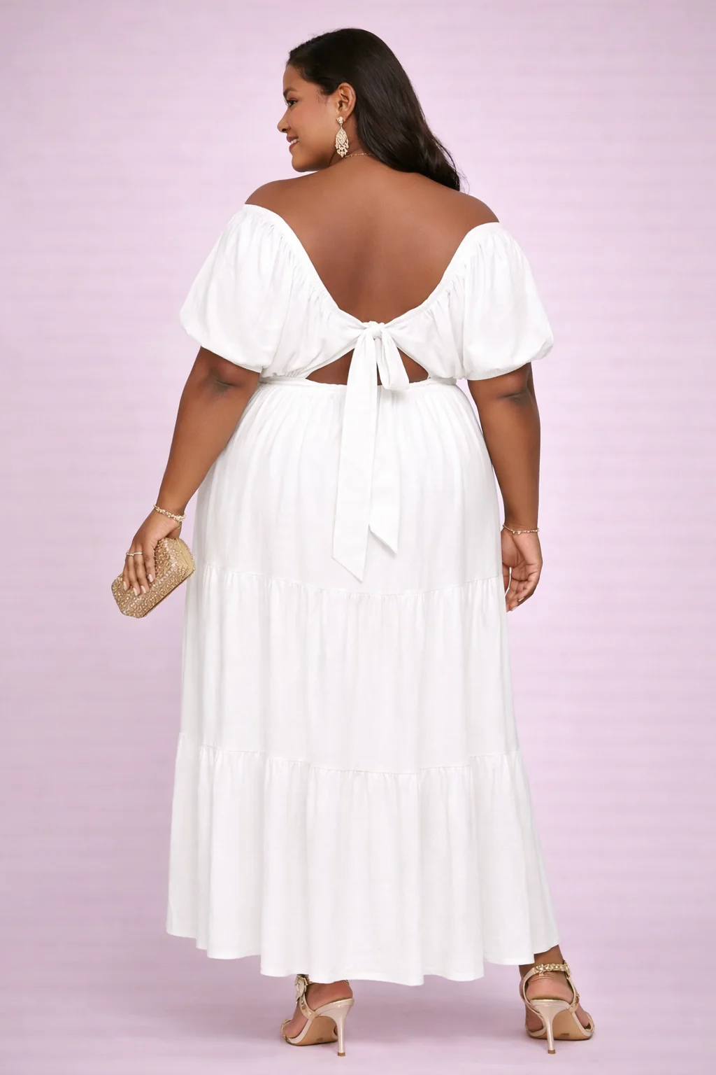 Plus Size Tiered Puff-Sleeve Maxi Dress - Image 6
