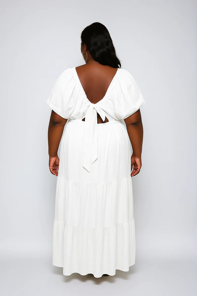 Plus Size Tiered Puff-Sleeve Maxi Dress - Image 8