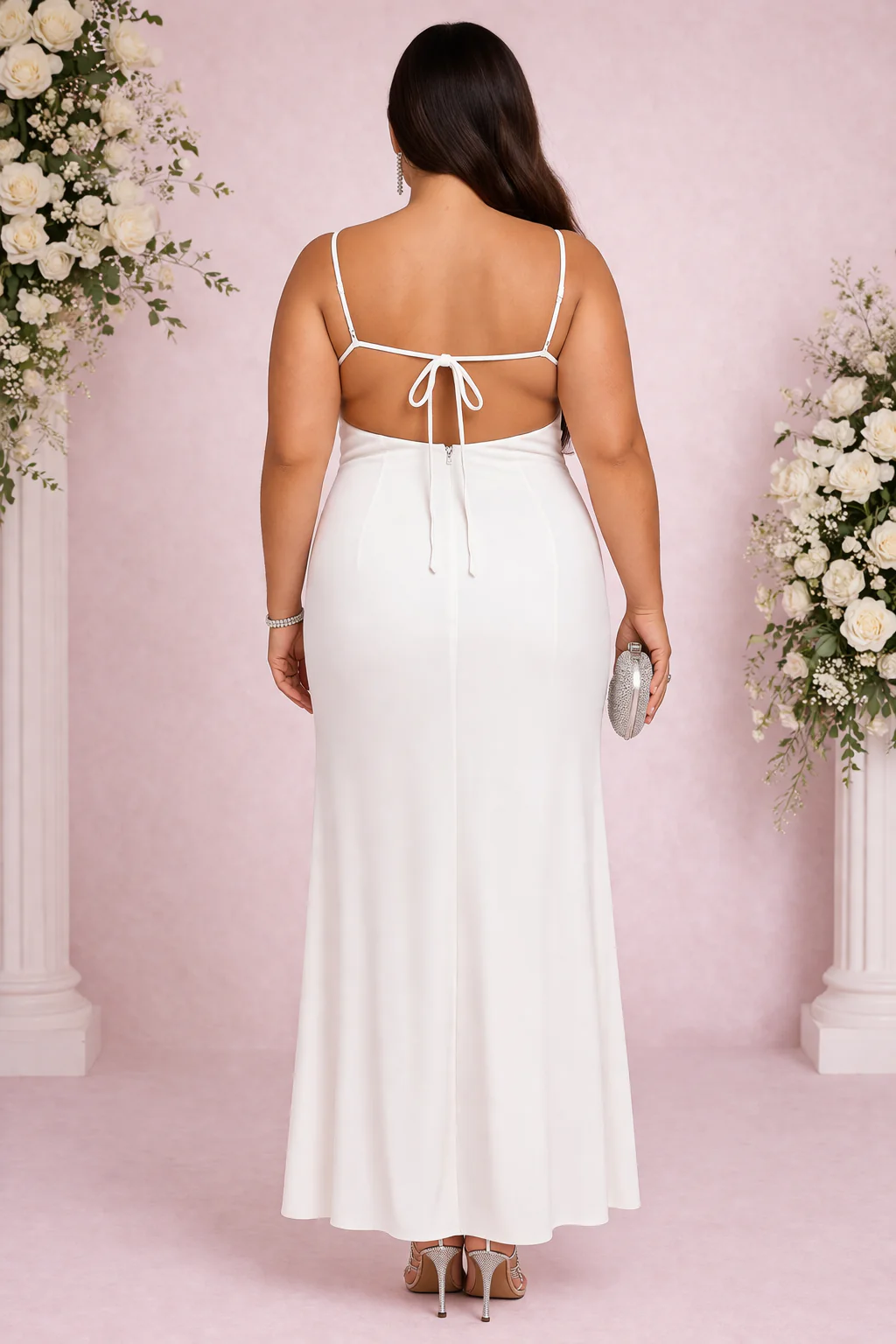 Plus Size Contrast-Trim Satin Cami Maxi Dress - Image 2