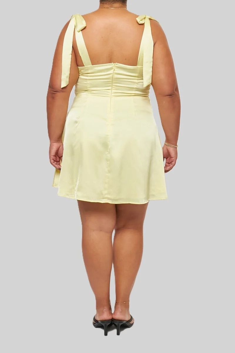 Plus Size Satin Bow-Strap Mini Dress - Image 5