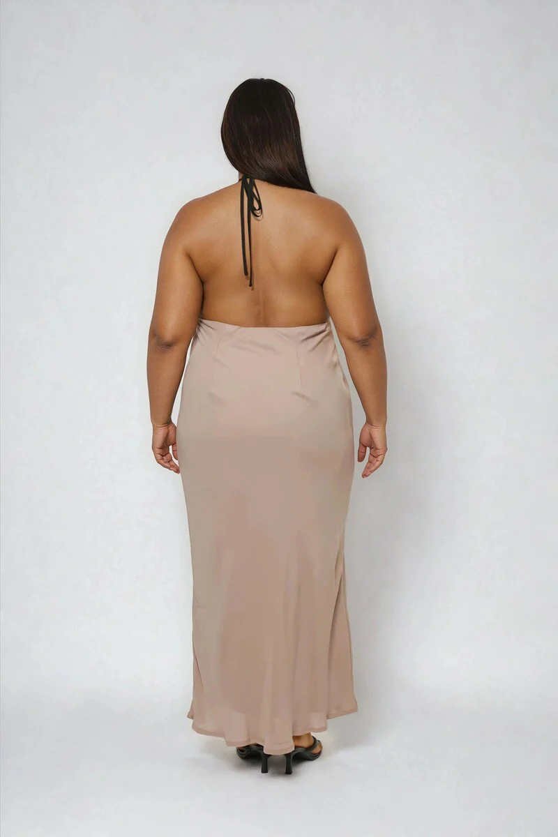 Plus Size Chiffon Halter Slip Maxi Dress - Image 4