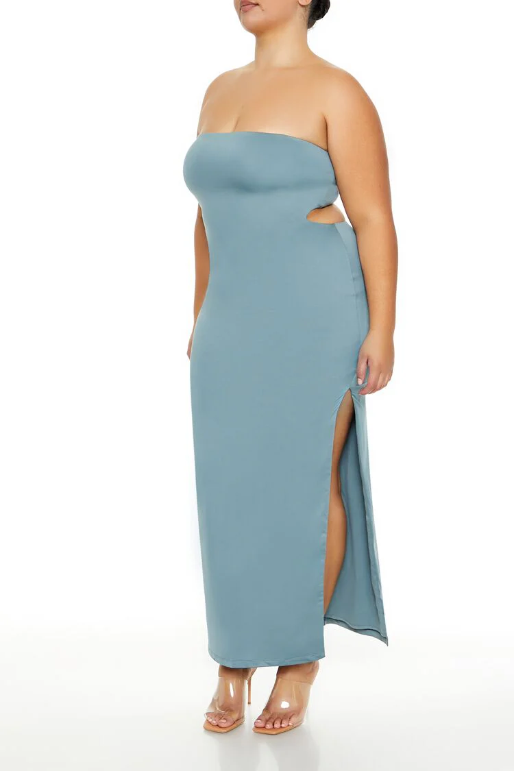 Plus Size Cutout Maxi Tube Dress - Image 10