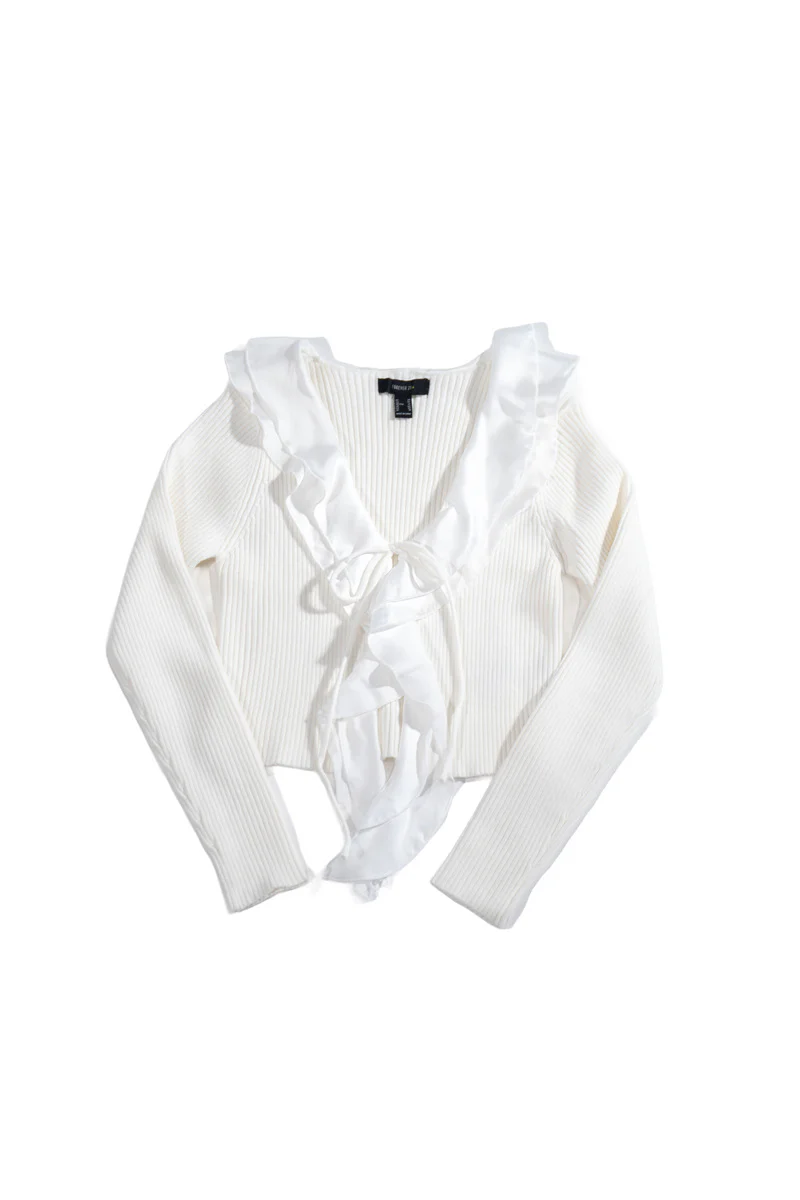 Plus Size Ribbed Knit Tie-Front Cardigan - Image 3
