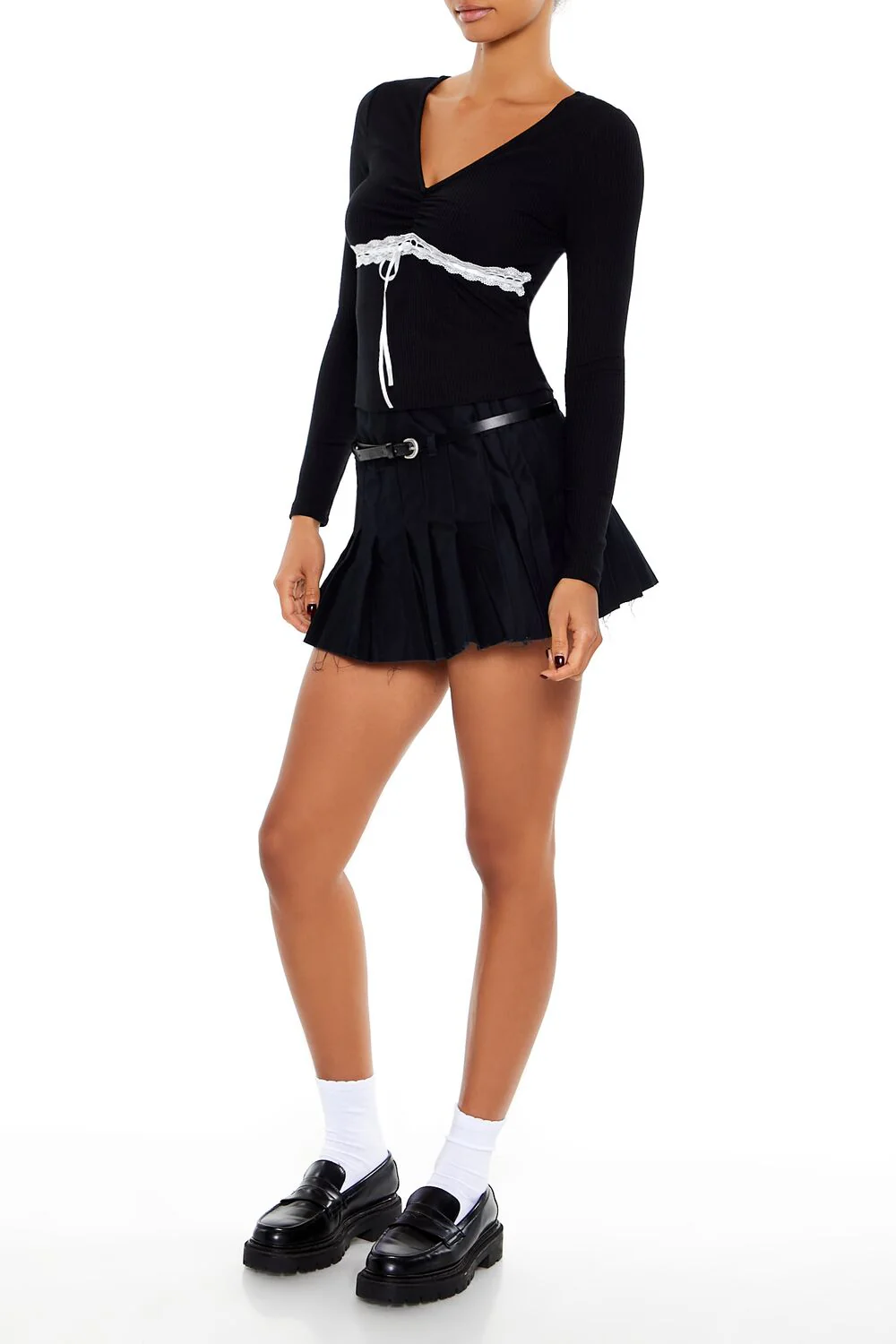 Pleated A-Line Mini Skirt - Image 3