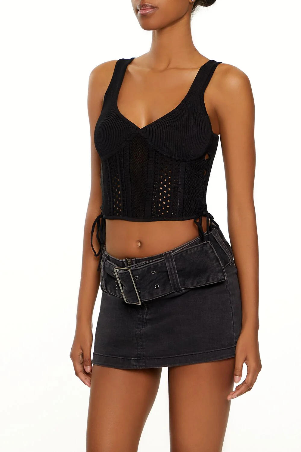 Sweater-Knit Plunging Crop Top - Image 4