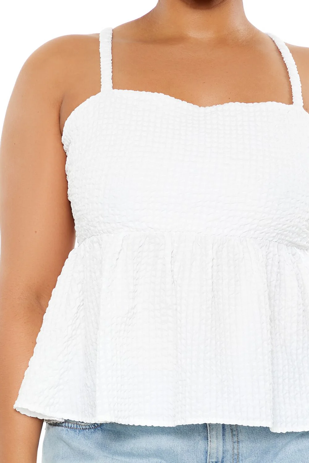Plus Size Seersucker Flounce Top - Image 3
