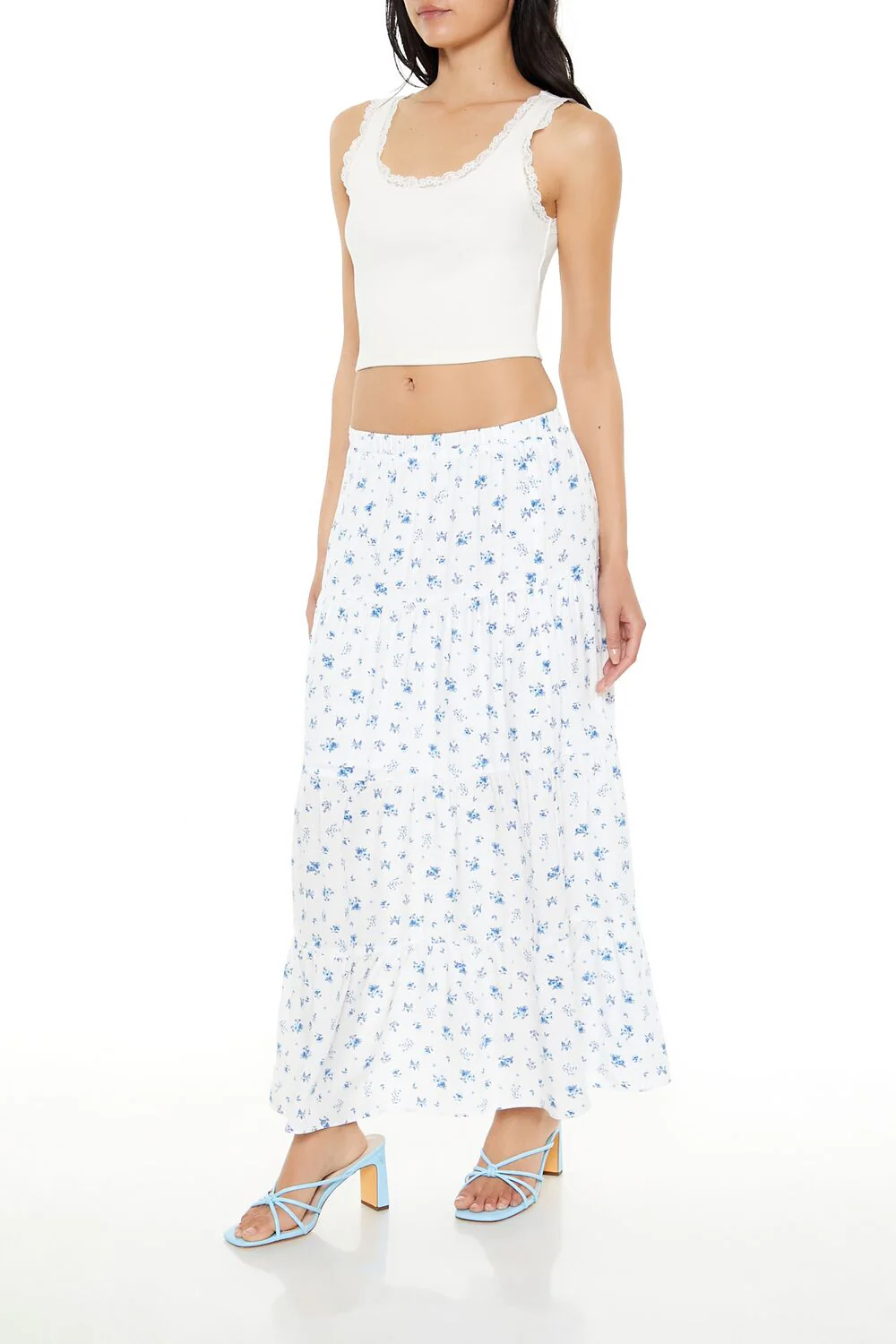 Tiered Floral Print Maxi Skirt - Image 3
