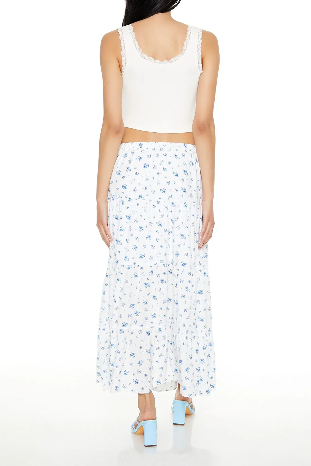 Tiered Floral Print Maxi Skirt - Image 4