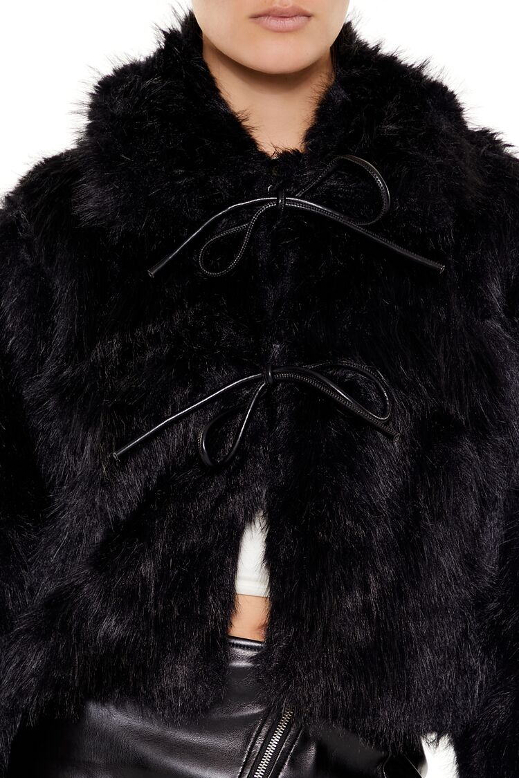 Faux Fur Tie-Front Coat - Image 3