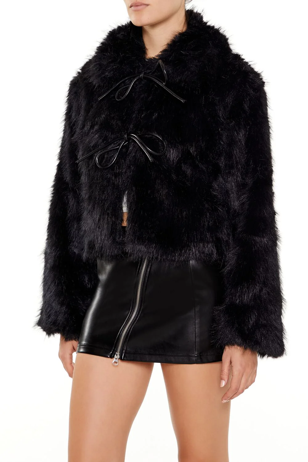 Faux Fur Tie-Front Coat - Image 4