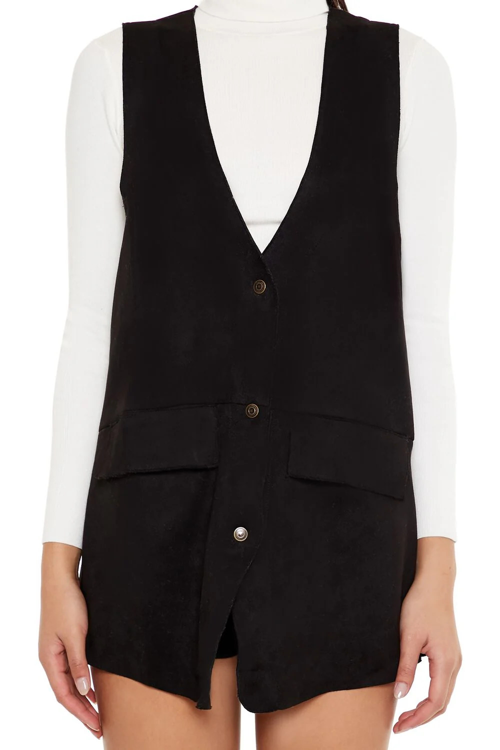 Faux Suede Longline Vest - Image 3