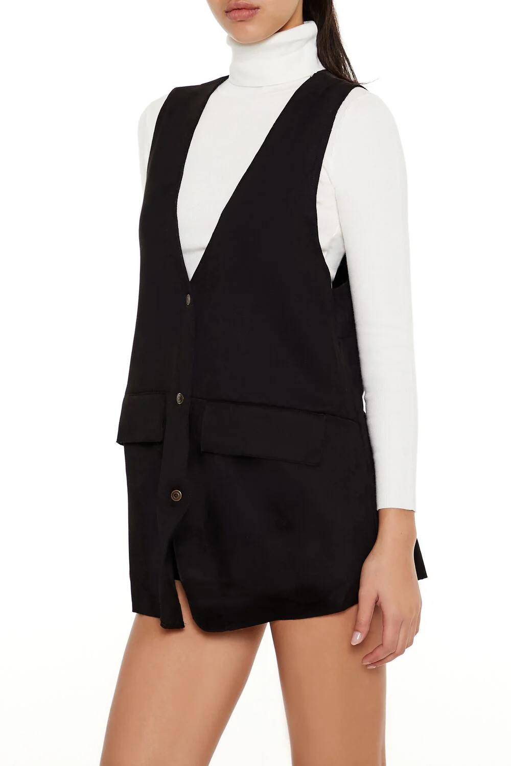 Faux Suede Longline Vest - Image 4