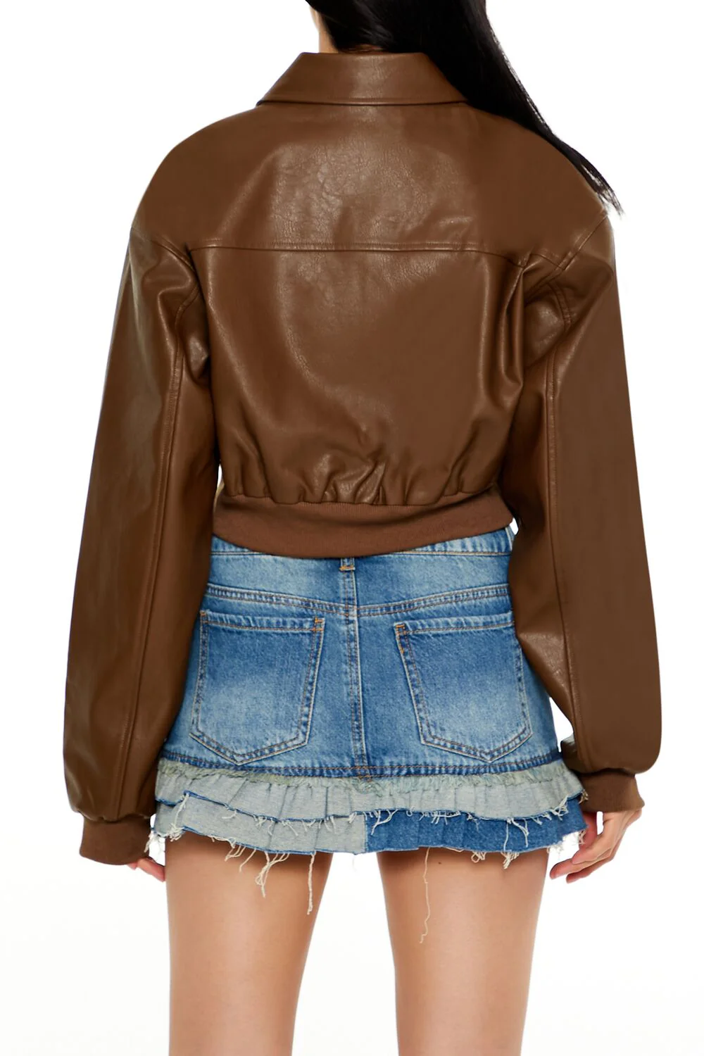 Faux Leather Cropped Jacket - Image 10