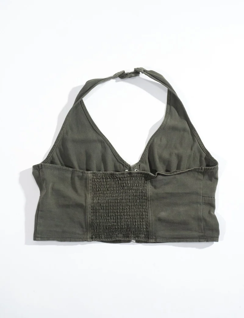 Plus Size Lace-Up Halter Top - Image 2