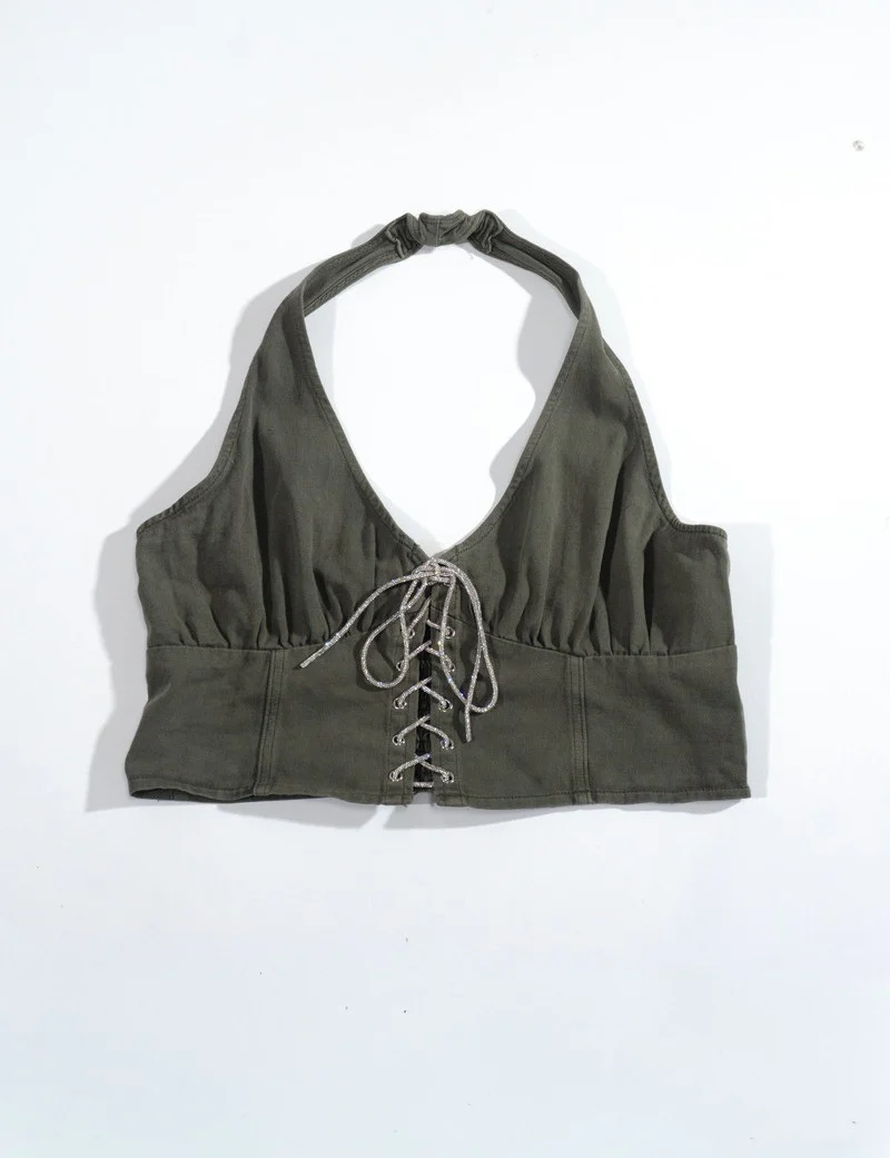 Plus Size Lace-Up Halter Top - Image 3