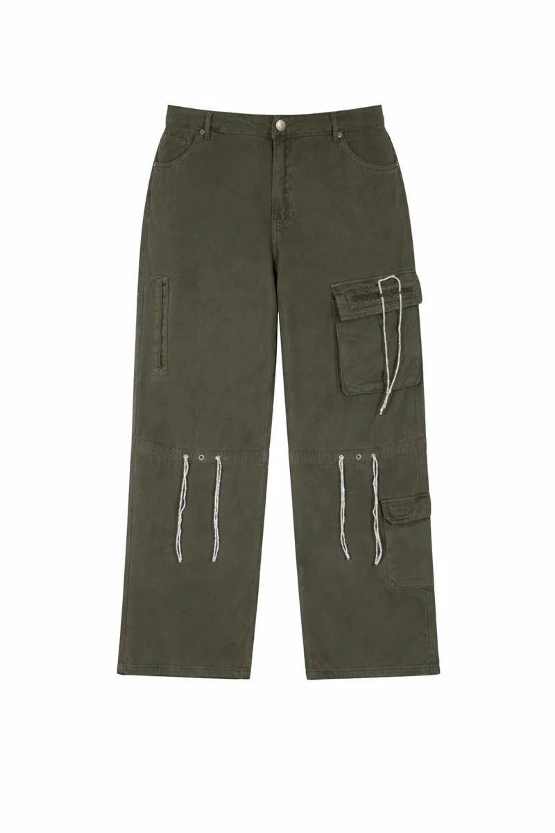 Plus Size Glitter-Accent Wide-Leg Cargo Pants - Image 2