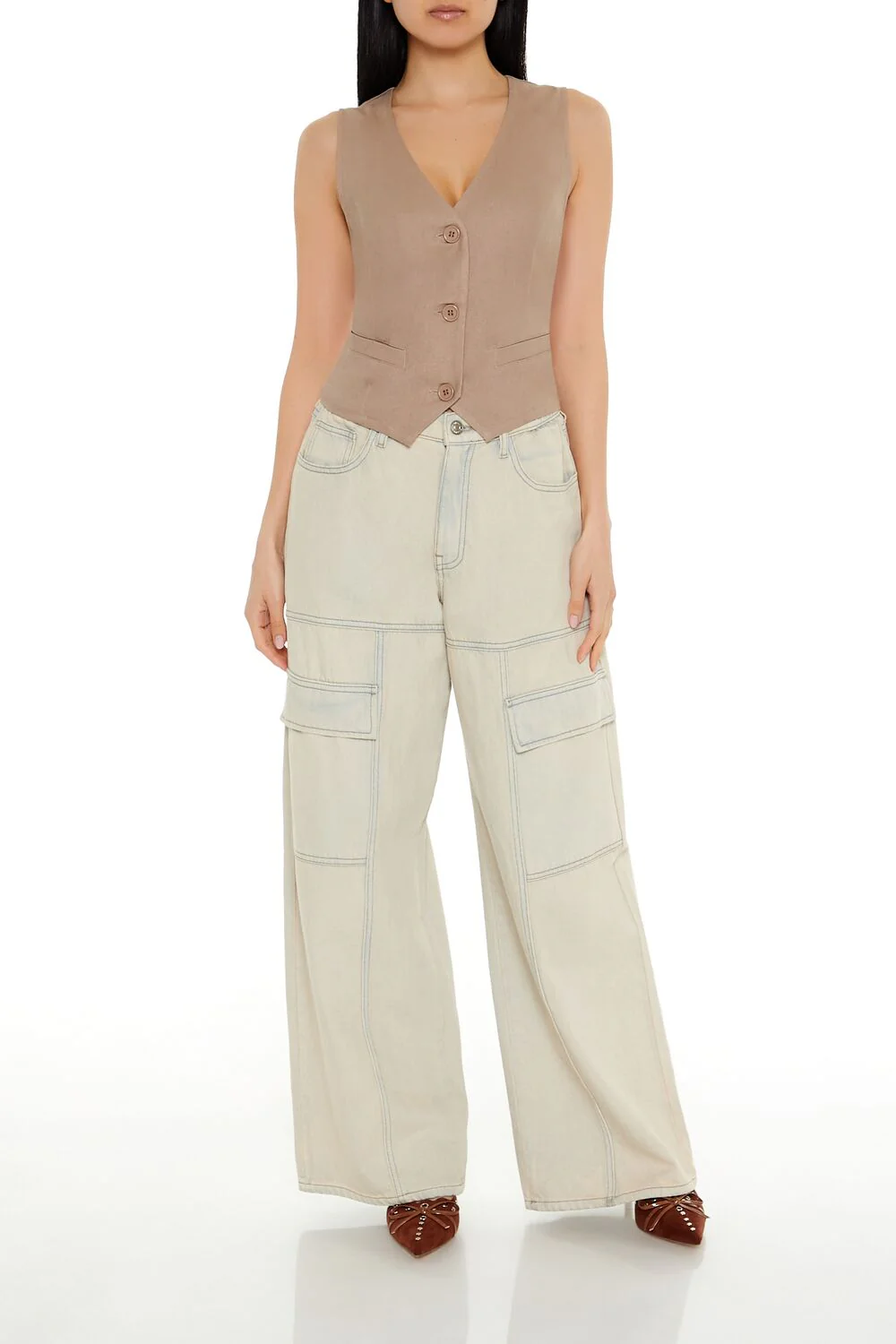 V-Neck Cropped Hem Vest - Image 12