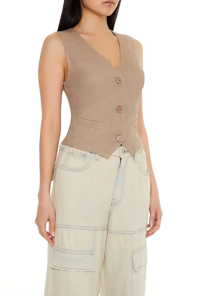 V-Neck Cropped Hem Vest - Image 14