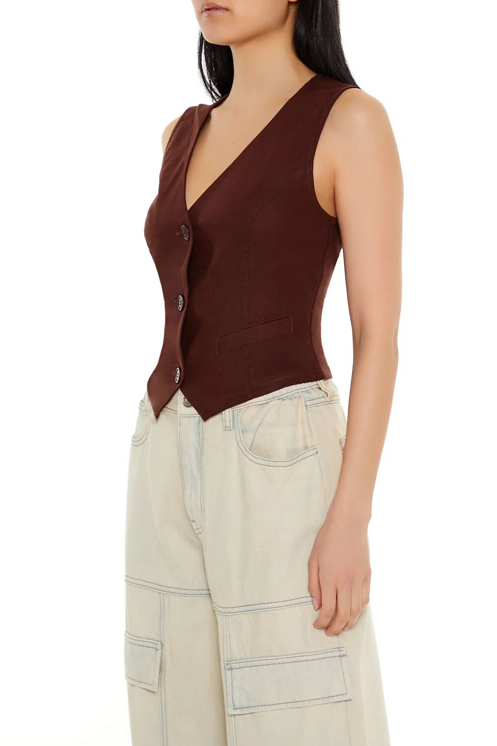 V-Neck Cropped Hem Vest - Image 19