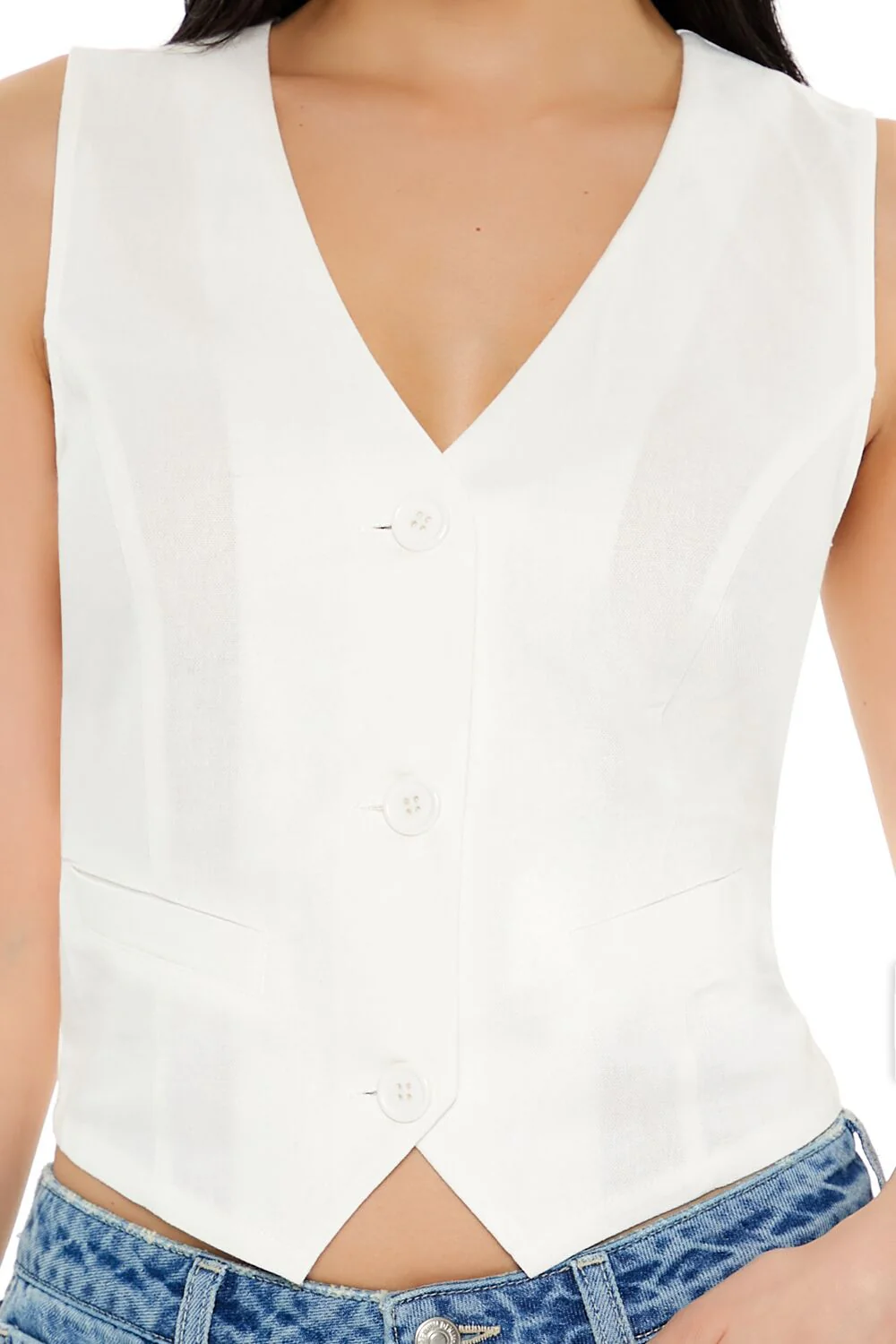 V-Neck Cropped Hem Vest - Image 3