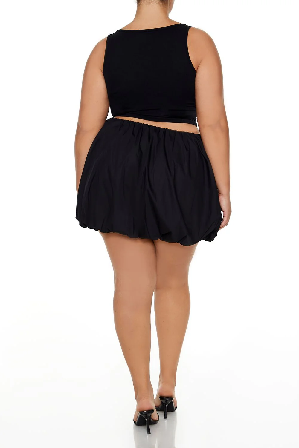Plus Size Poplin Bubble-Hem Mini Skirt - Image 4