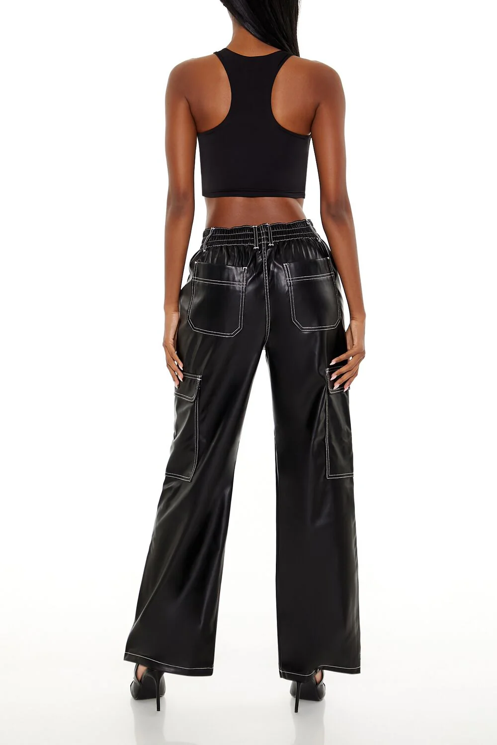 Faux Leather Cargo Pants - Image 4