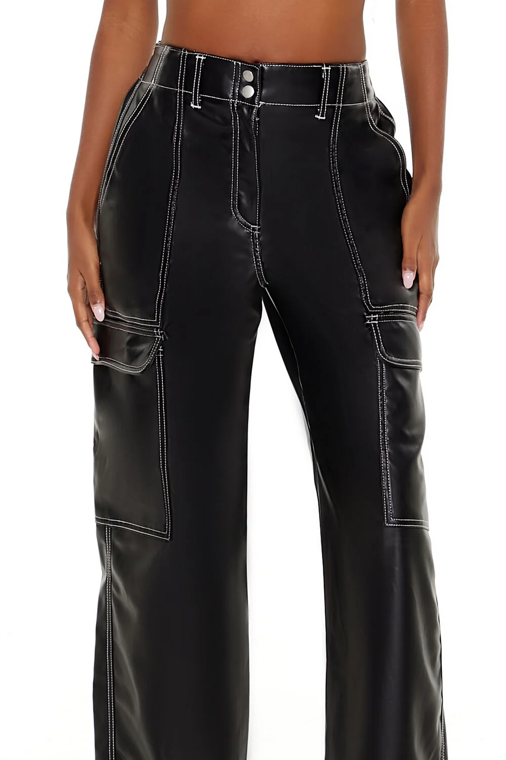 Faux Leather Cargo Pants - Image 5