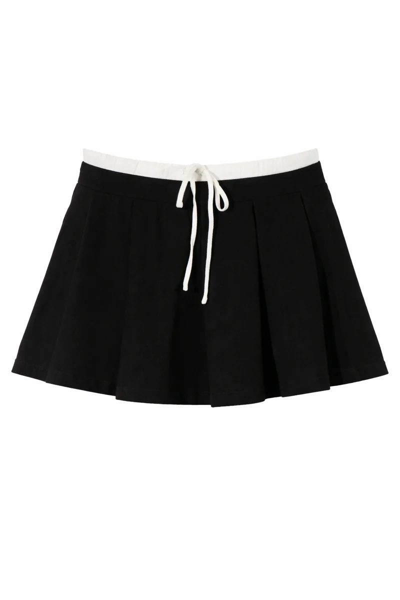 Plus Size Pleated Drawstring Mini Skort - Image 3