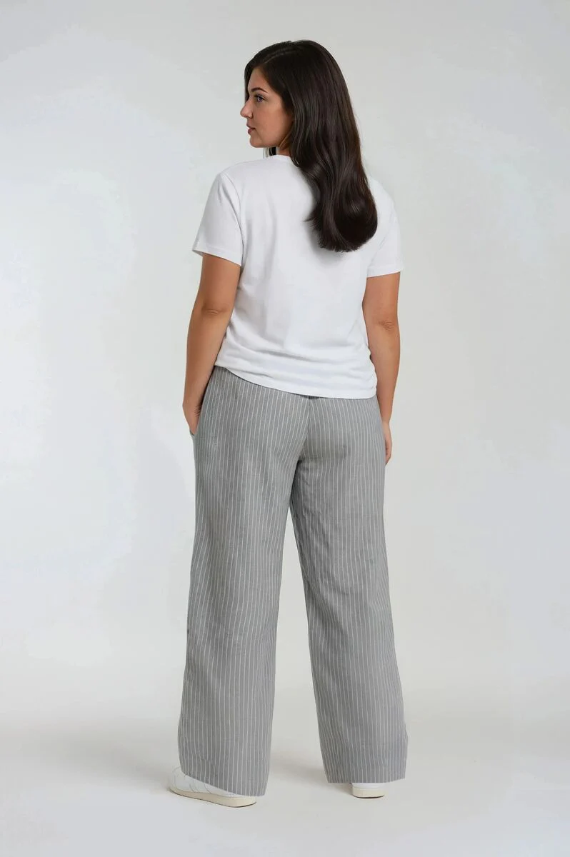 Plus Size Pinstriped Drawstring Pants - Image 2