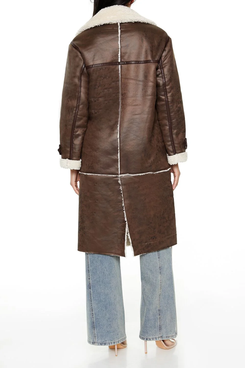 Faux Shearling-Trim Trench Coat - Image 4