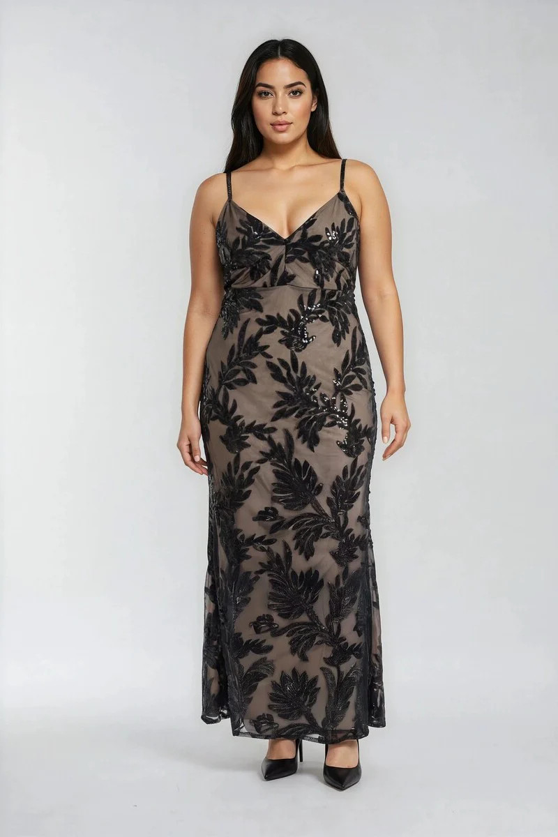 Plus Size Embroidered Sequin Dress - Image 3