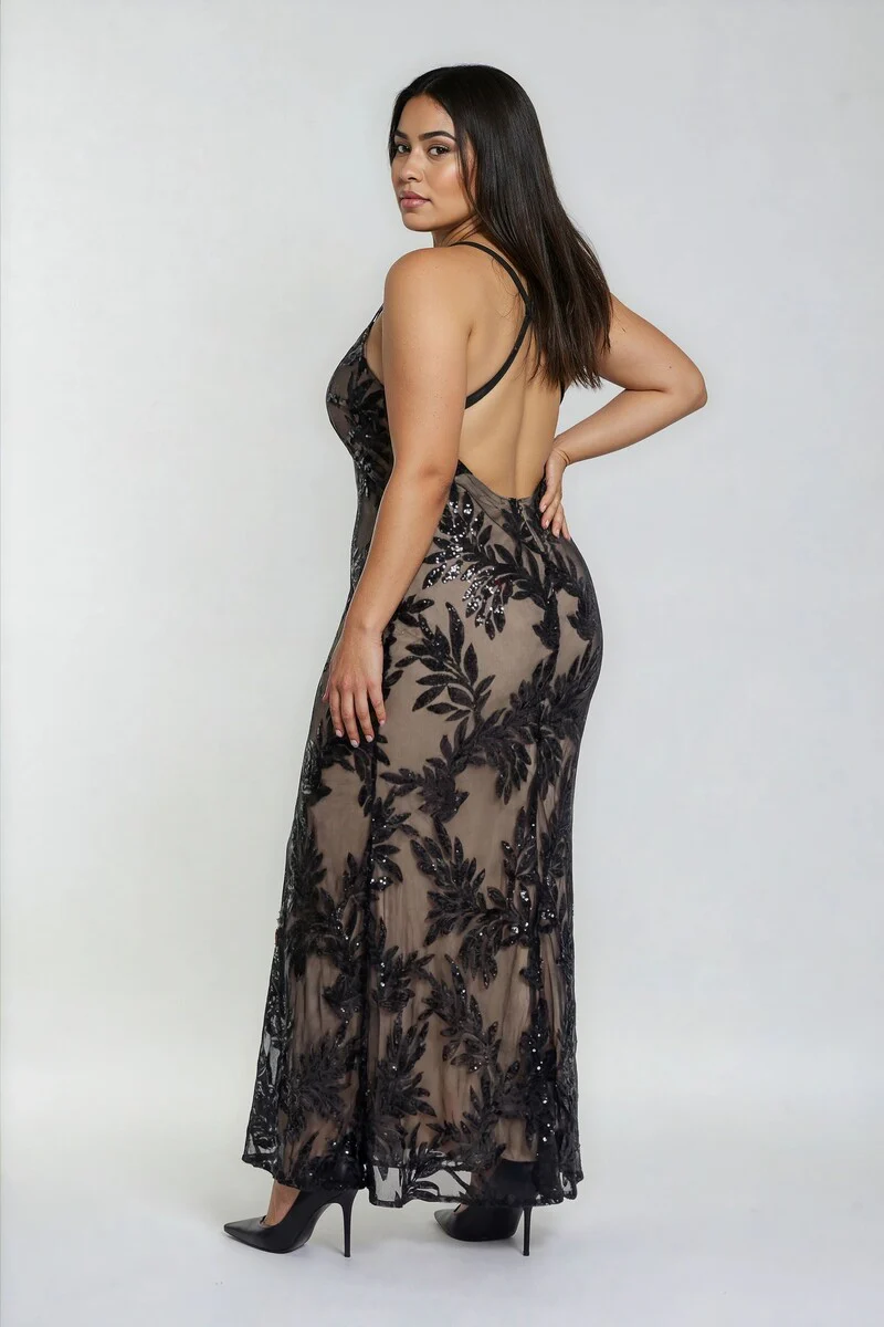 Plus Size Embroidered Sequin Dress - Image 4