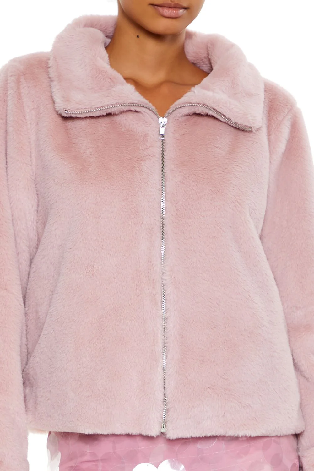 Faux Fur Zip-Up Coat - Image 3