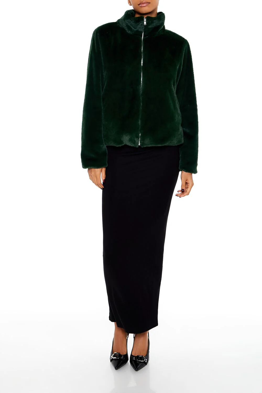 Faux Fur Zip-Up Coat - Image 7