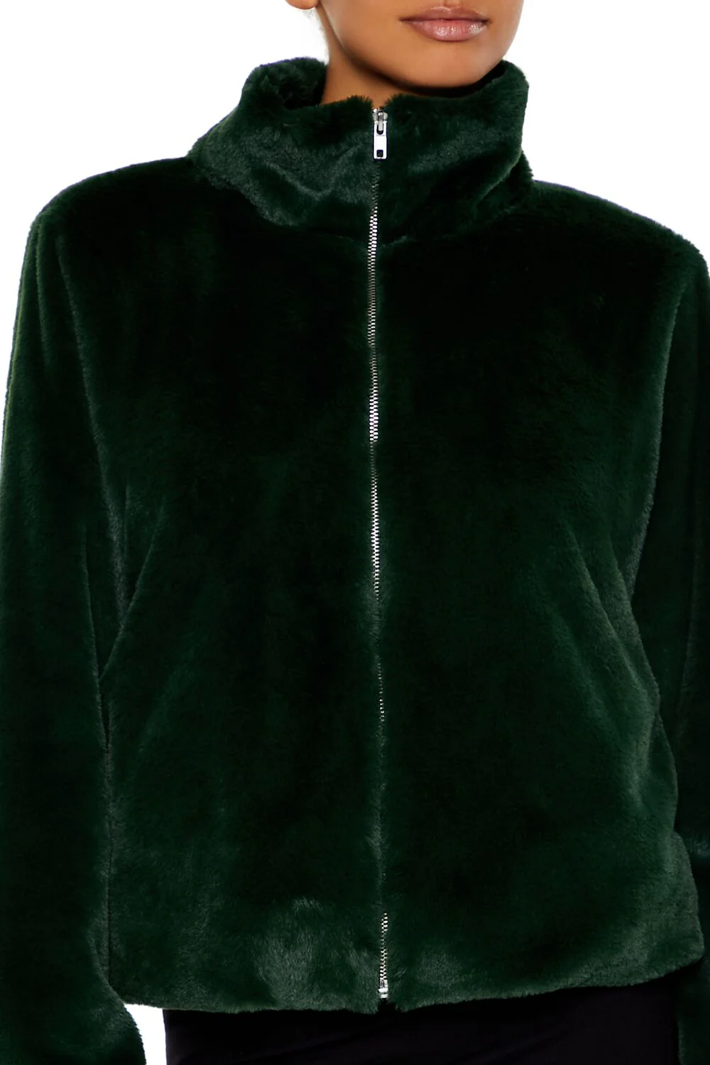 Faux Fur Zip-Up Coat - Image 8