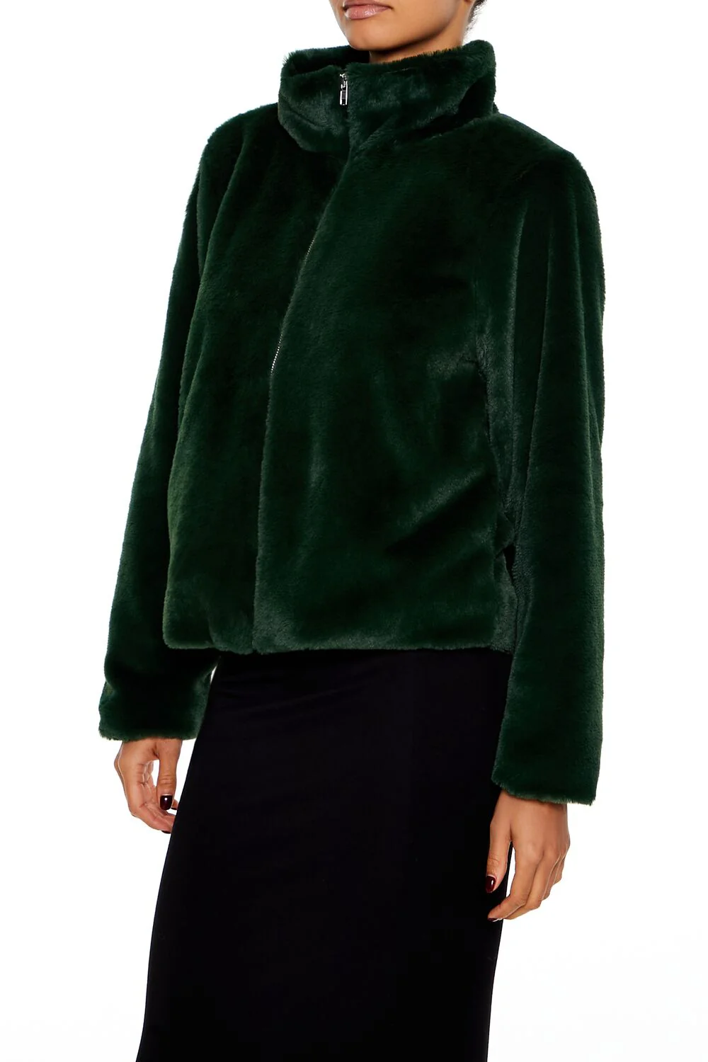Faux Fur Zip-Up Coat - Image 9