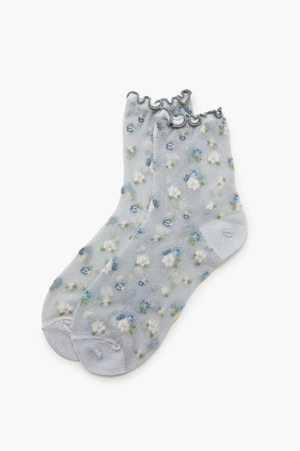 Sheer Mesh Floral Quarter Socks - Image 2