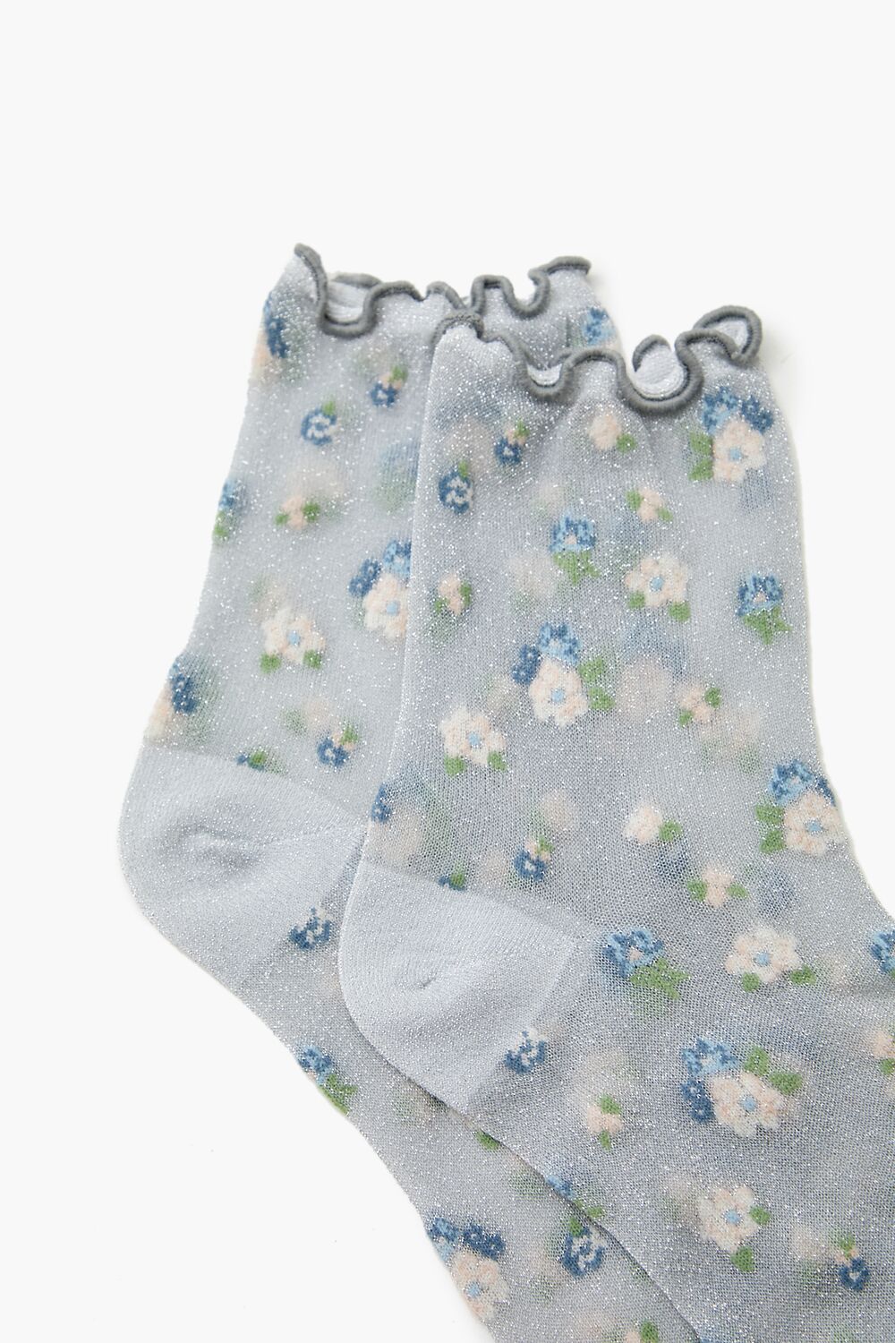Sheer Mesh Floral Quarter Socks - Image 3