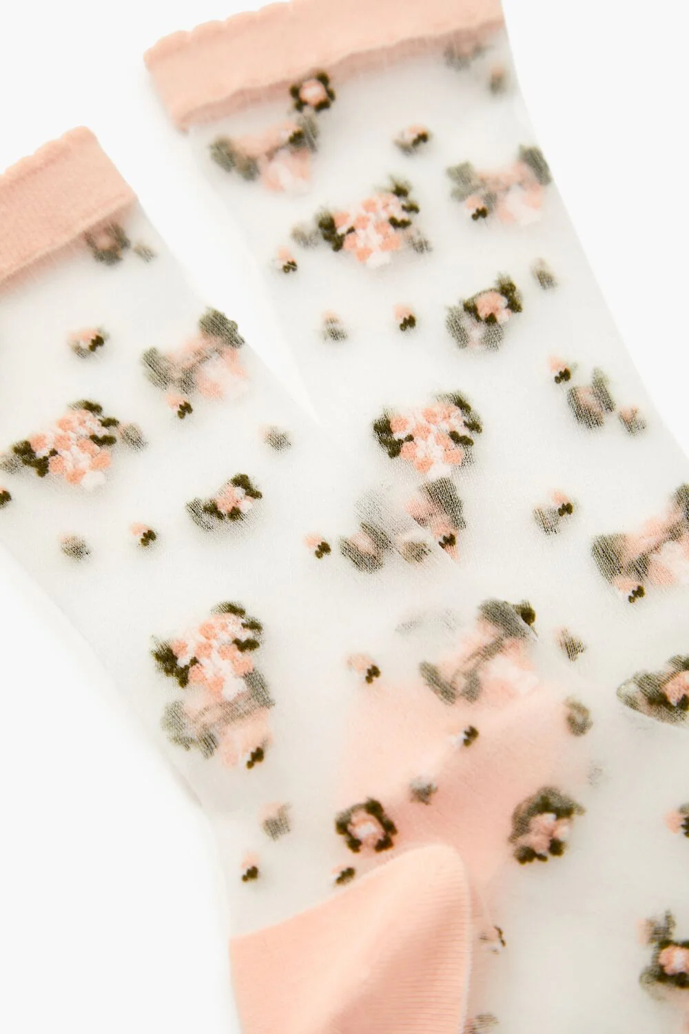 Flower Print Mesh Crew Socks - Image 3