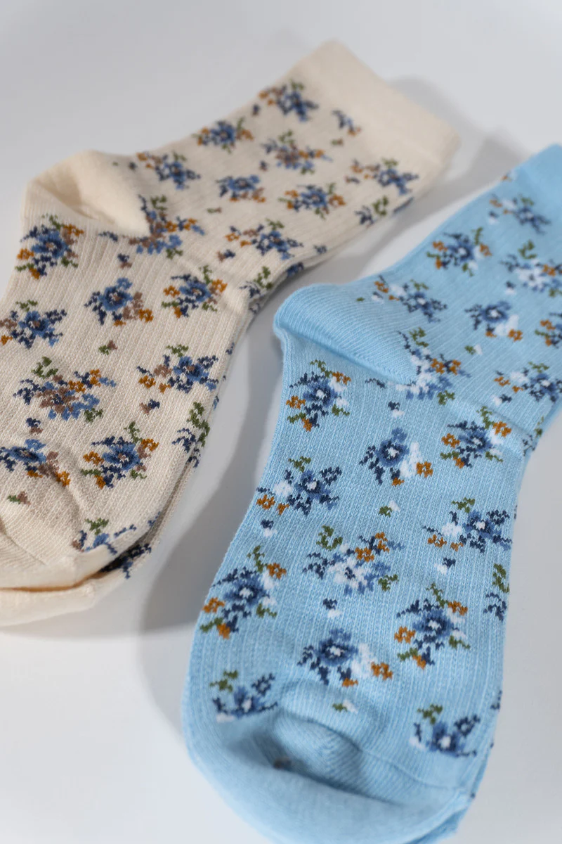 Floral Print Ankle Socks – 2 Pack - Image 2