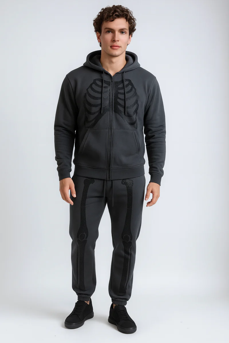 Skeleton Graphic Zip-Up Hoodie - Image 3