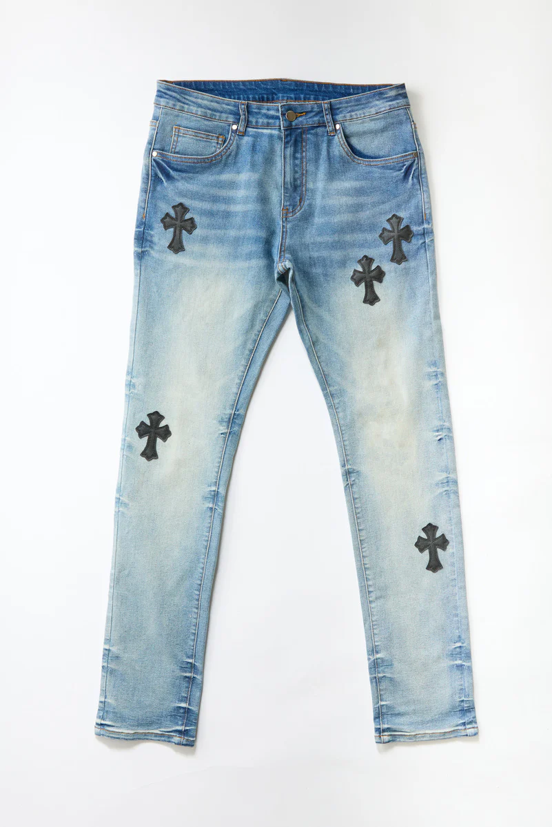 Cross Embroidered Skinny Jeans - Image 3