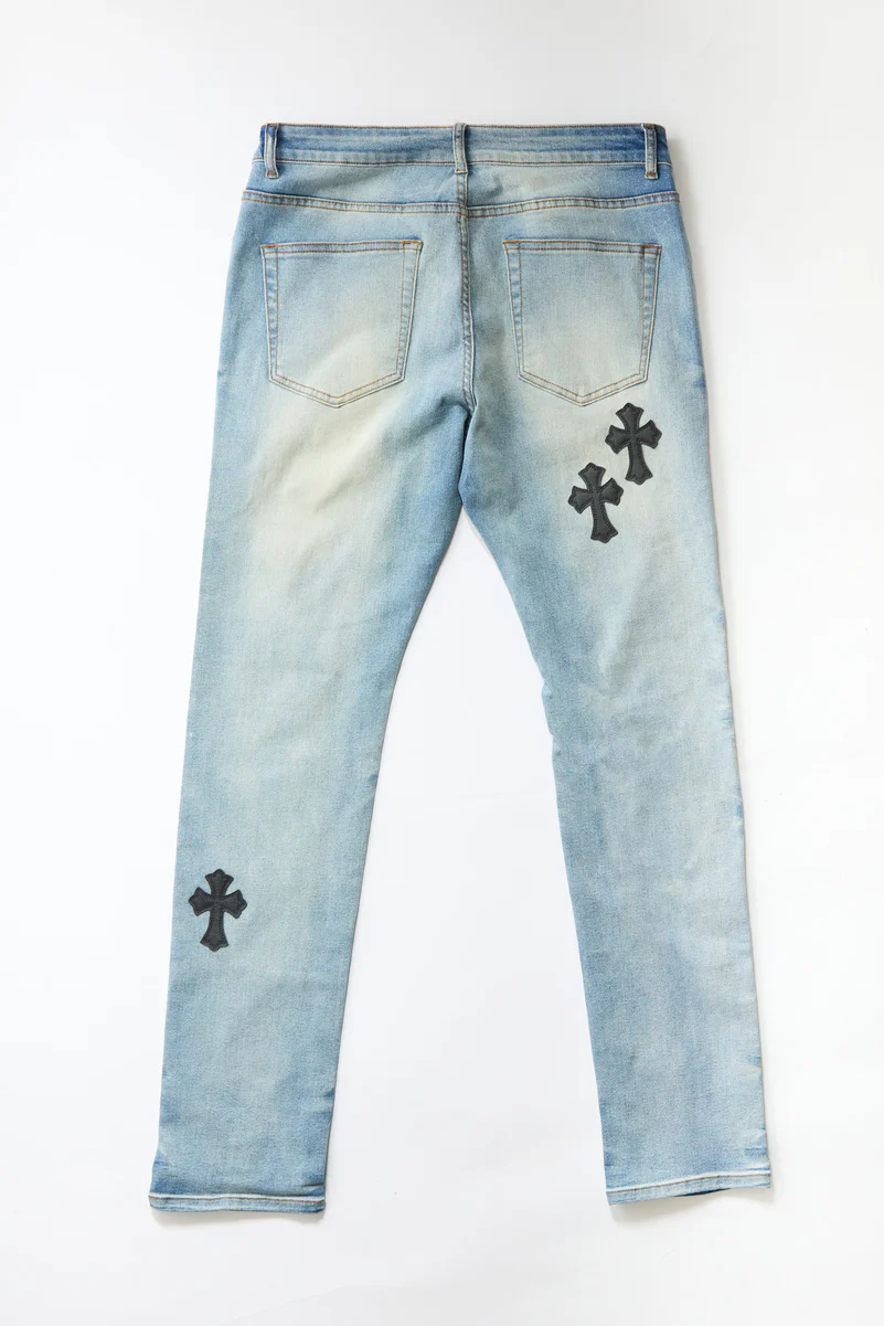 Cross Embroidered Skinny Jeans - Image 4