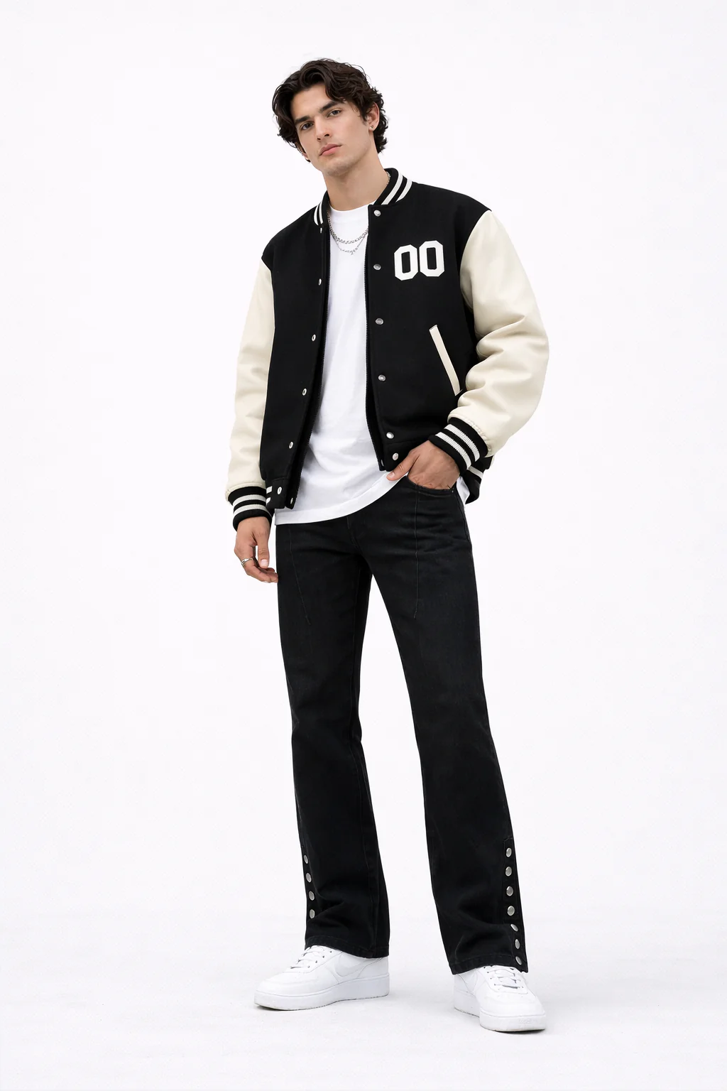 Snap Detail Flared Jeans - Image 5